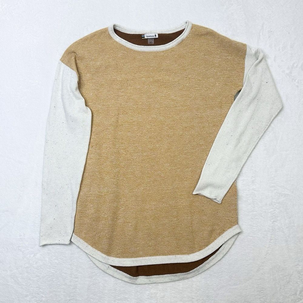 Smartwool Two-Tone Crewneck Sweater - Tan & Cream XSMALL
